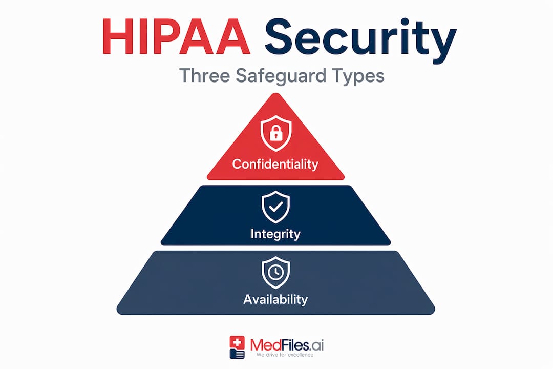 Infographic pyramid of HIPAA safeguard types