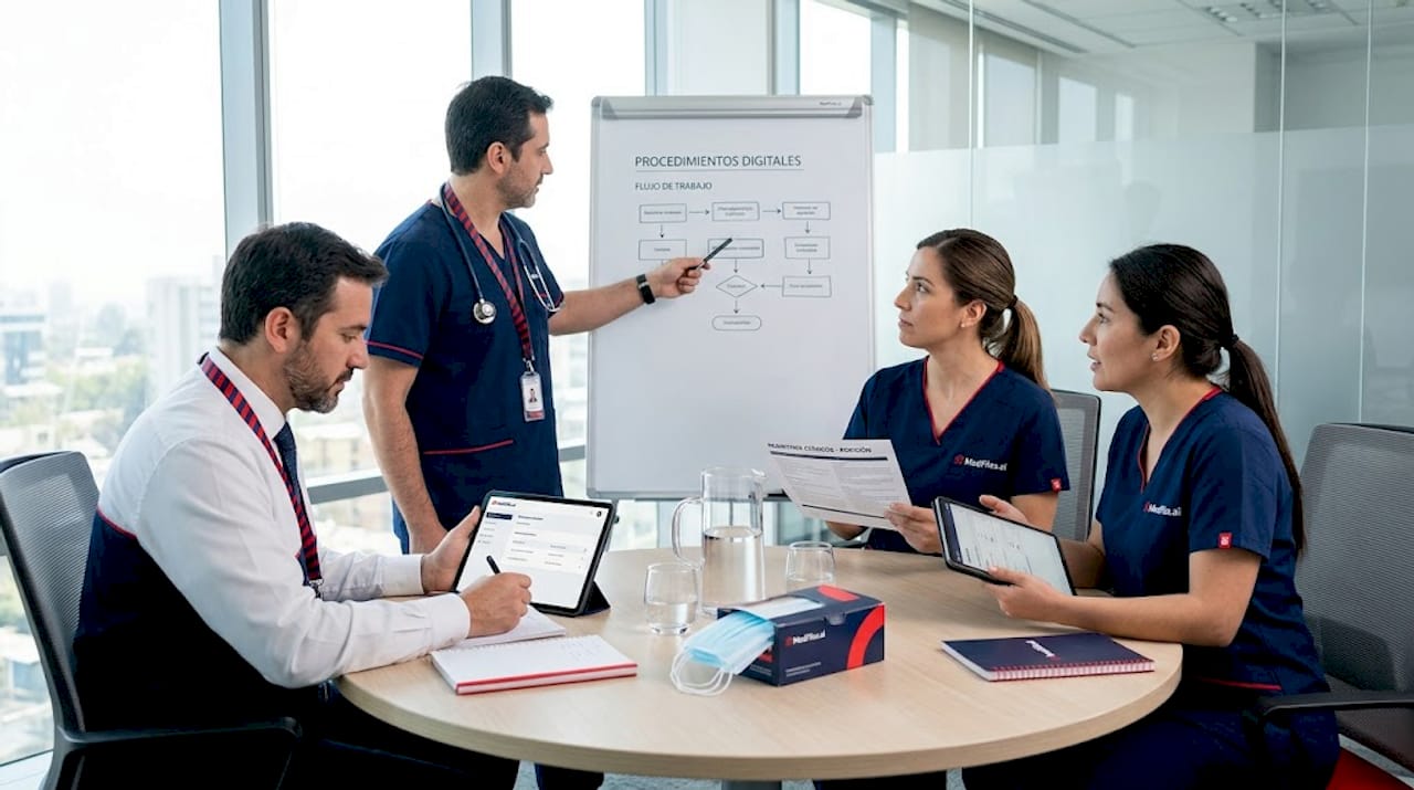Reunión del equipo de salud para organizar y mejorar la gestión digital