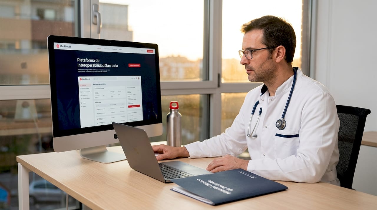 Profesional de la salud que atiende a sus pacientes a través de una plataforma digital