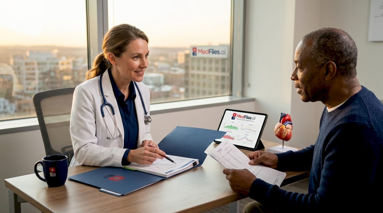 Doctor and patient discussing medical test history