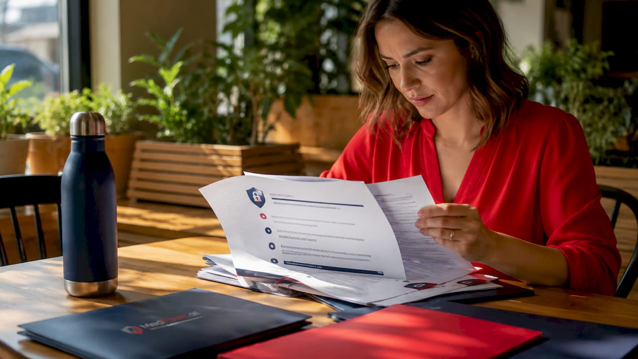 Hands reviewing healthcare compliance paperwork