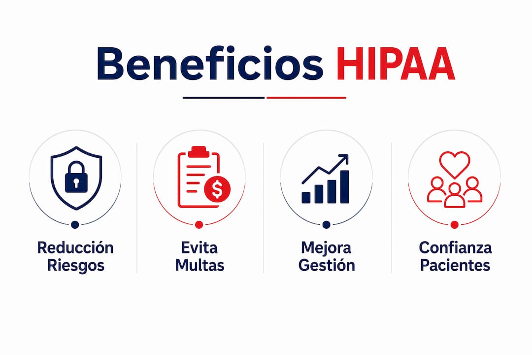 Infografía sobre las ventajas operativas de implementar sistemas compatibles con la normativa HIPAA