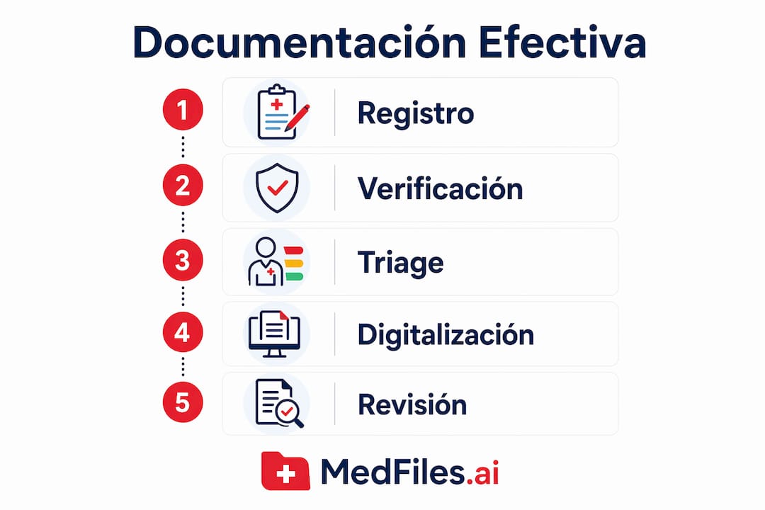 Infografía: pasos clave para una correcta documentación clínica en situaciones de emergencia