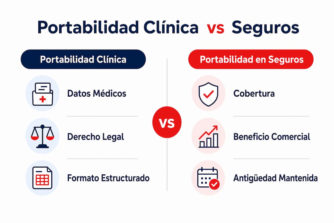 Infografía sobre las diferencias y ventajas de la portabilidad en salud y seguros