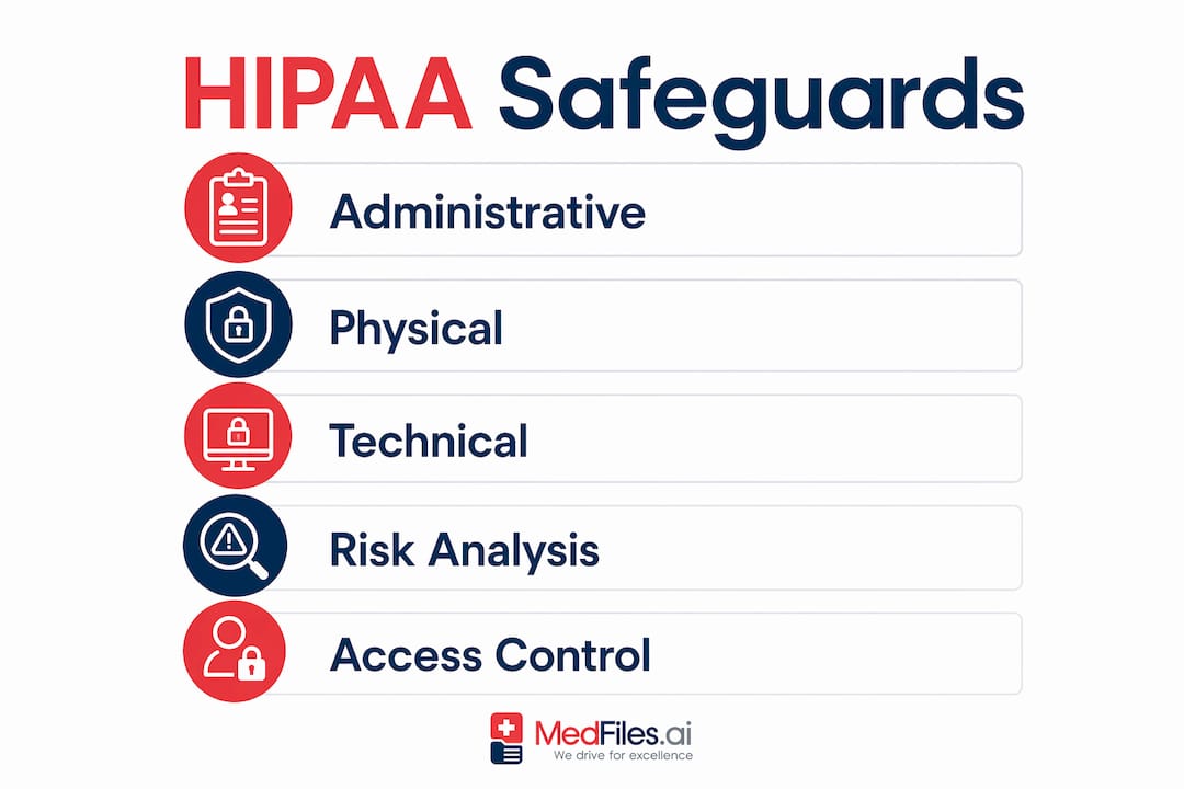 Infographic outlining HIPAA security safeguard categories