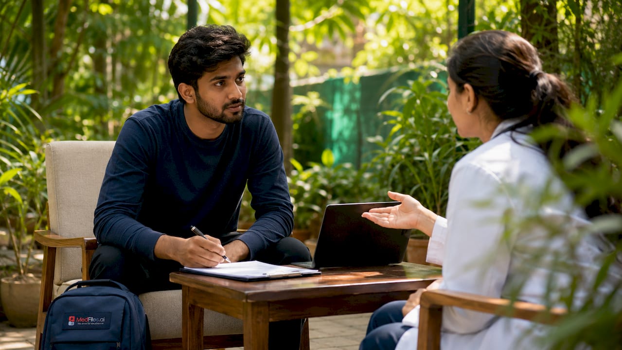 Patient and provider discussing health consent form