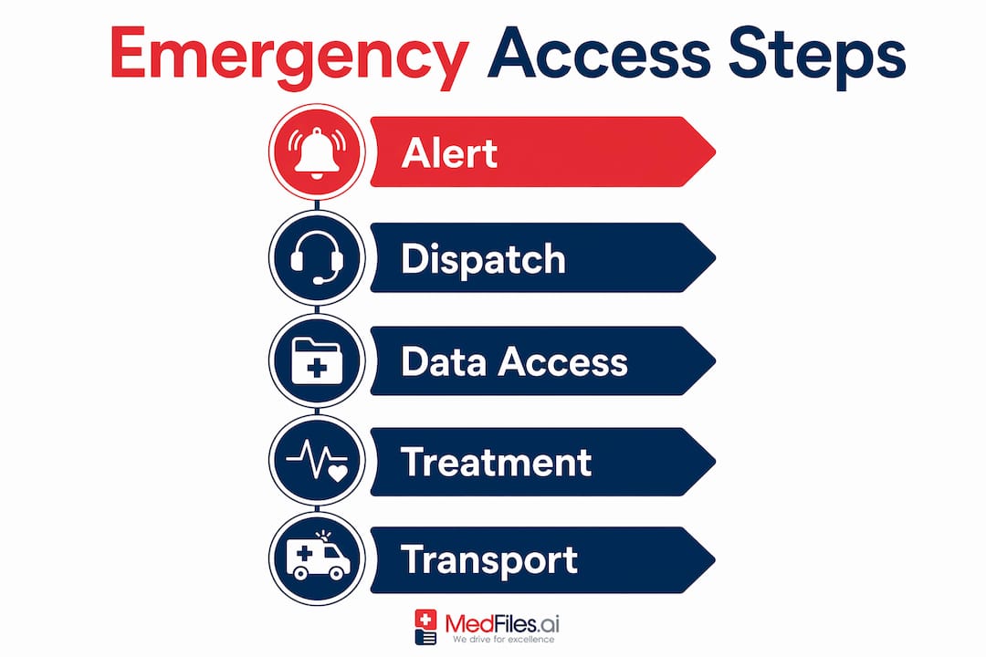Infographic outlining emergency medical workflow steps