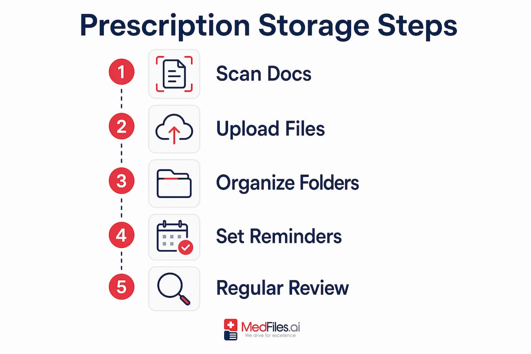 Infographic showing steps to manage digital prescriptions