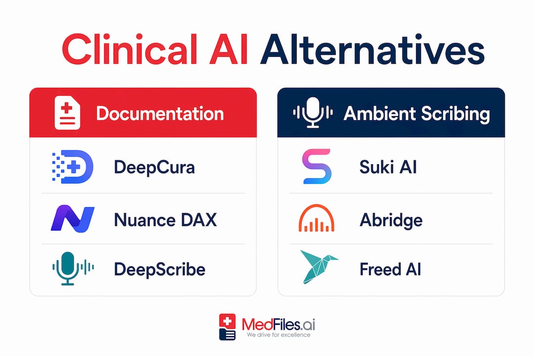 Infographic comparing clinical AI alternatives categories