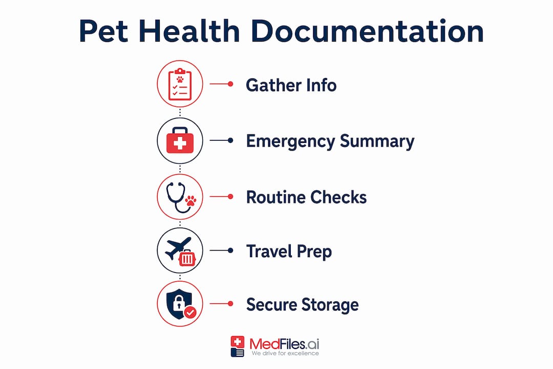 Infographic showing step-by-step pet health documentation