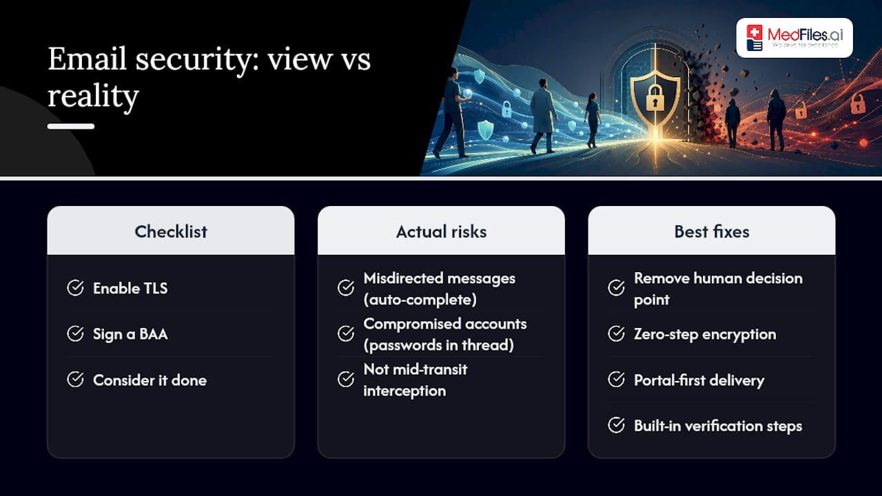 Where the Standard Advice on Secure Email Falls Short — overview diagram