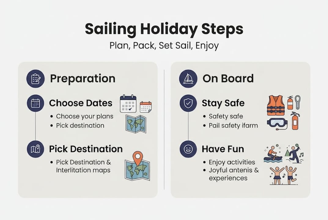 Infographic showing sailing holiday planning steps