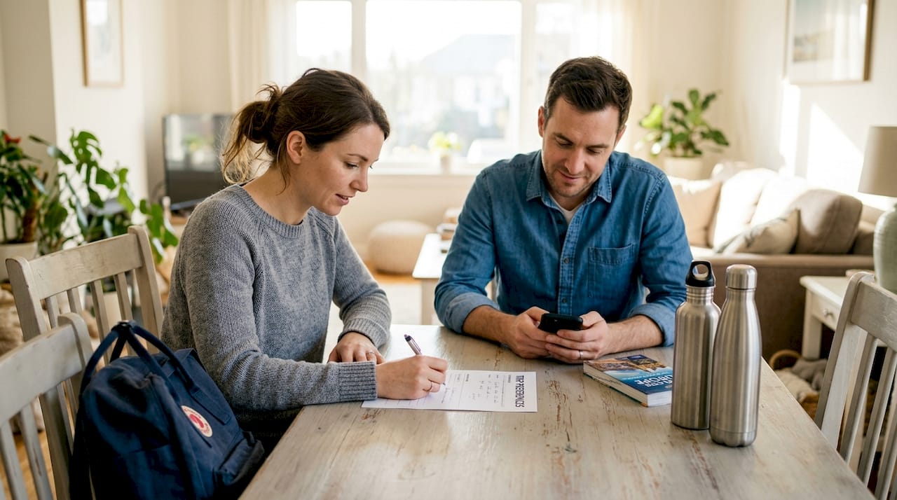 Couple completing yacht charter preference form