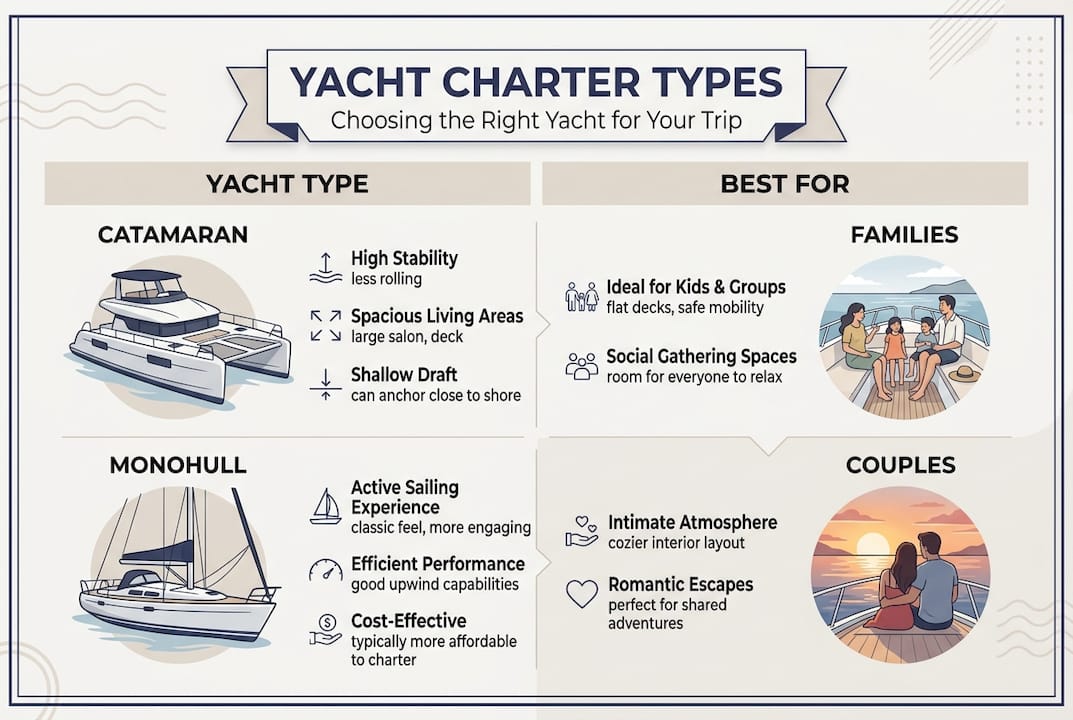 Infographic comparing Mediterranean yacht types
