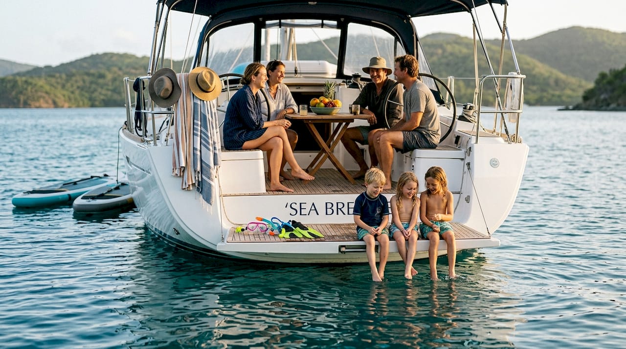 Familiile se bucură de o vacanță relaxată de navigație în Marea Mediterană