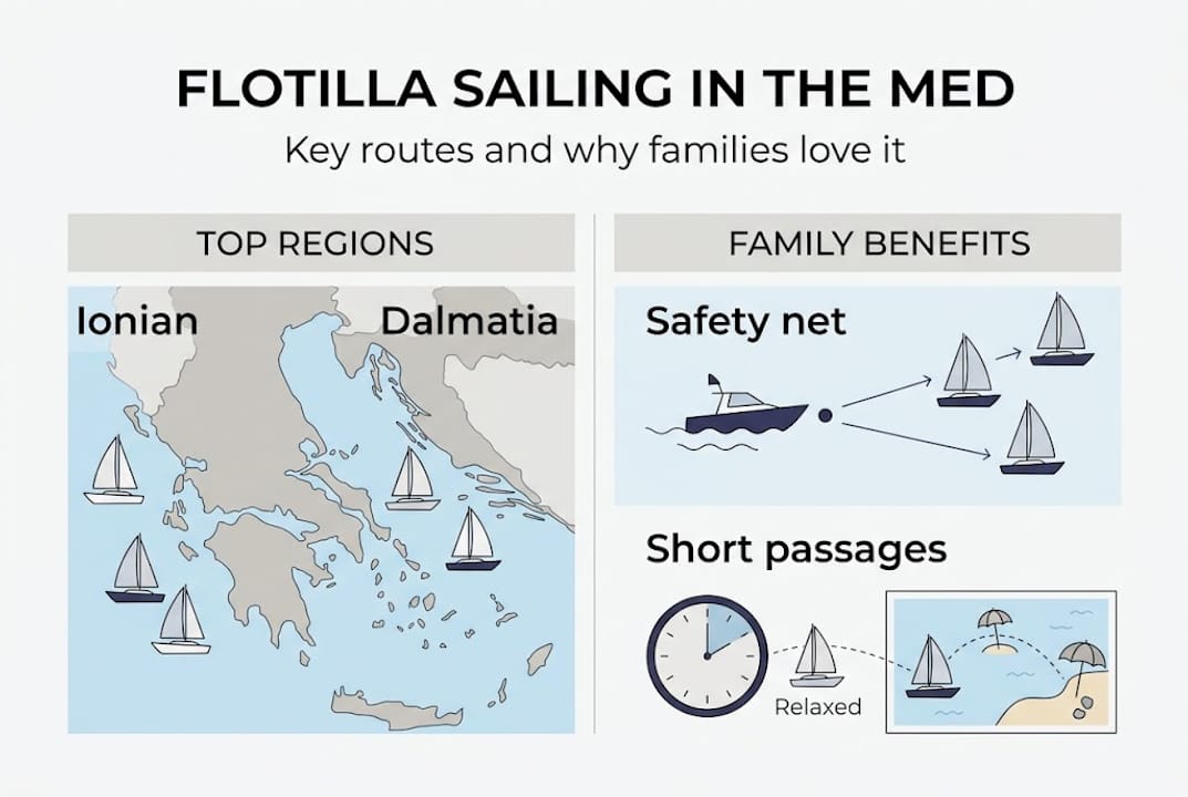 Infographie : les principales régions de la flottille et les avantages pour les familles