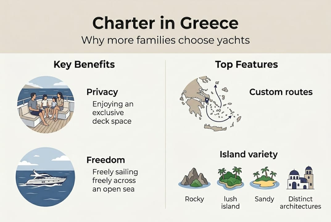 Infographie : les principales raisons de louer un bateau en Grèce