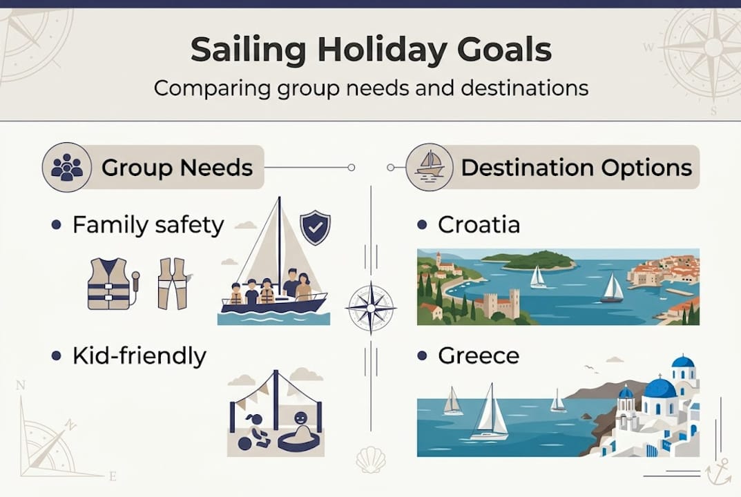 Infographic comparing sailing holiday goals