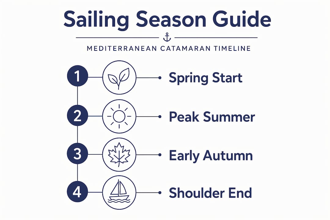 Infographic showing Mediterranean sailing season timeline