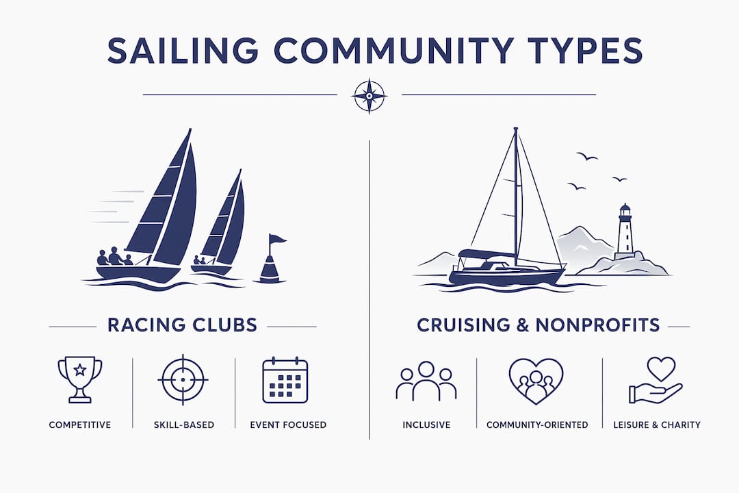 Infographic comparing sailing community types