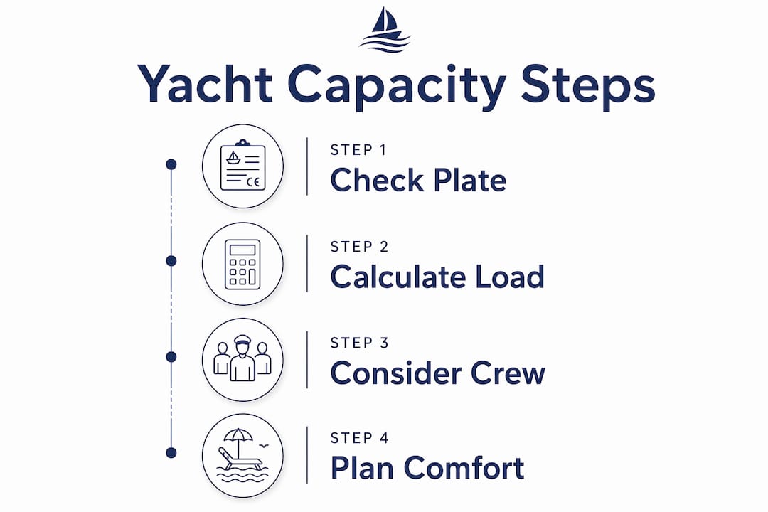 Infographic illustrating yacht capacity calculation steps