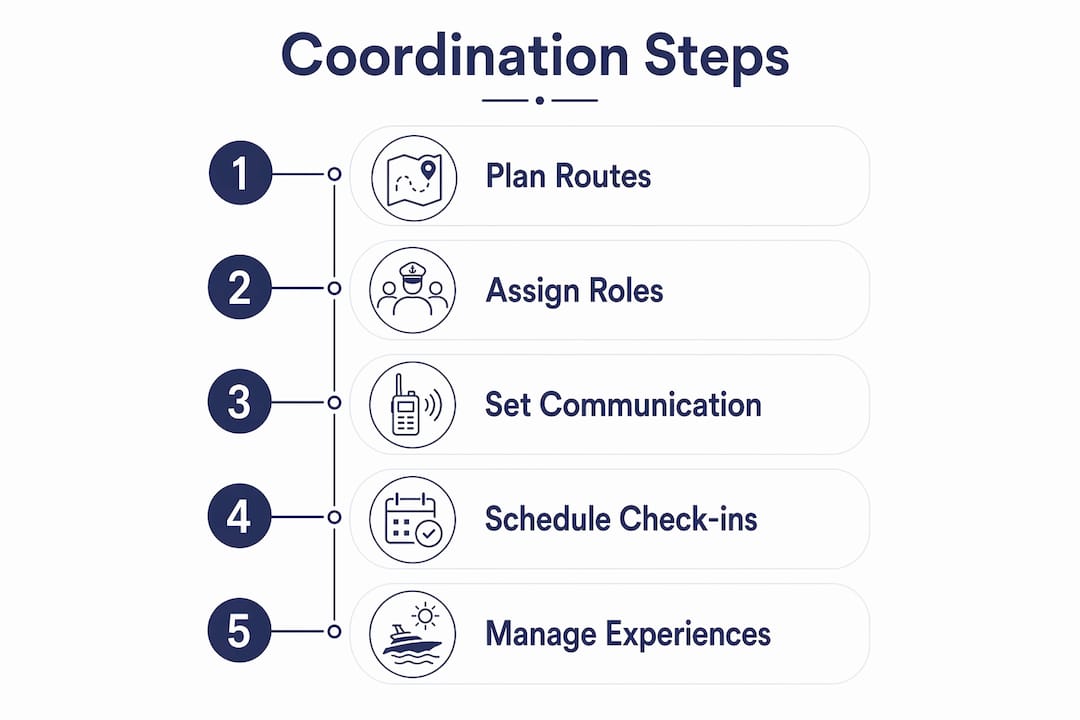 Infographic showing steps to coordinate multi-yacht charters