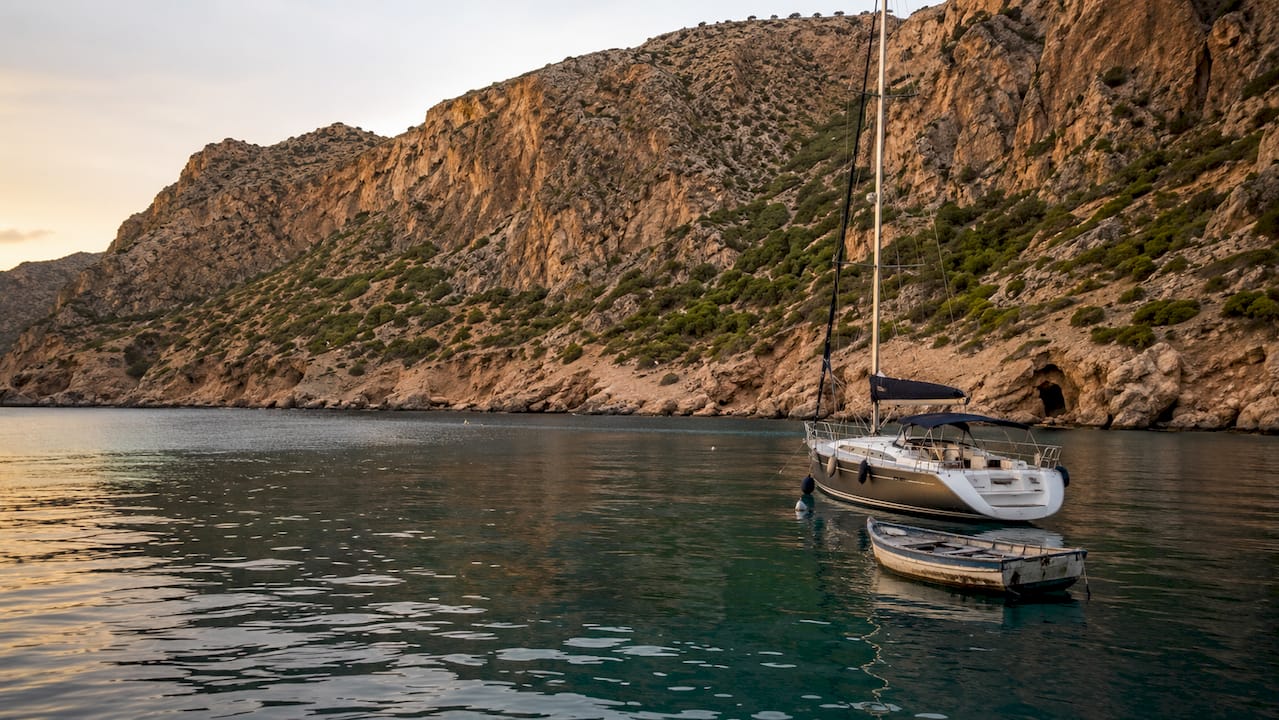 Secluded bay near rugged Antikythera island