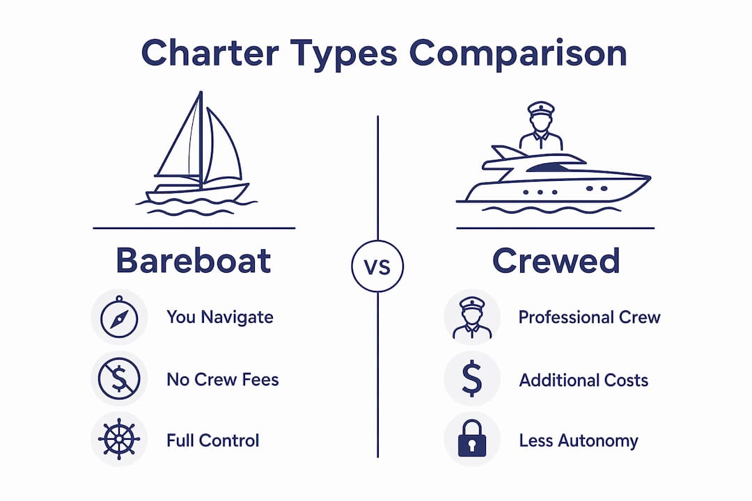 Infographic comparing bareboat and crewed charters