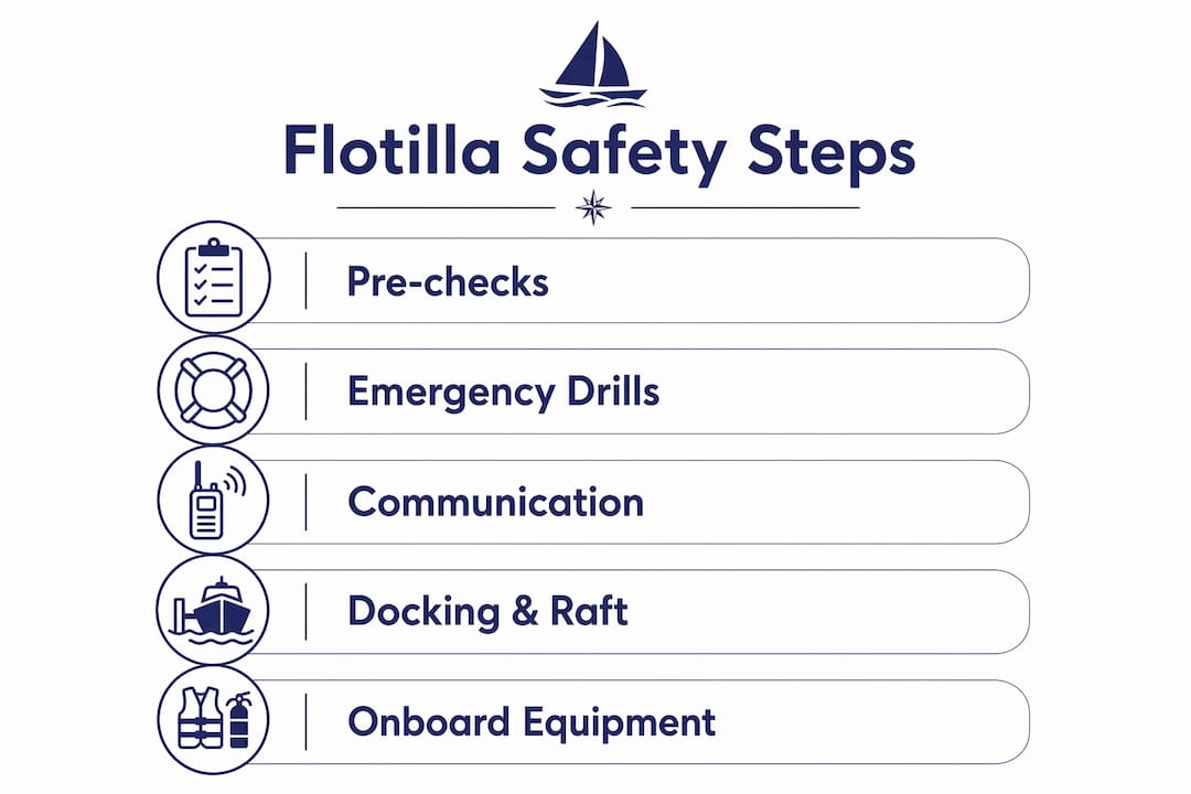 Infographic outlining flotilla sailing safety steps