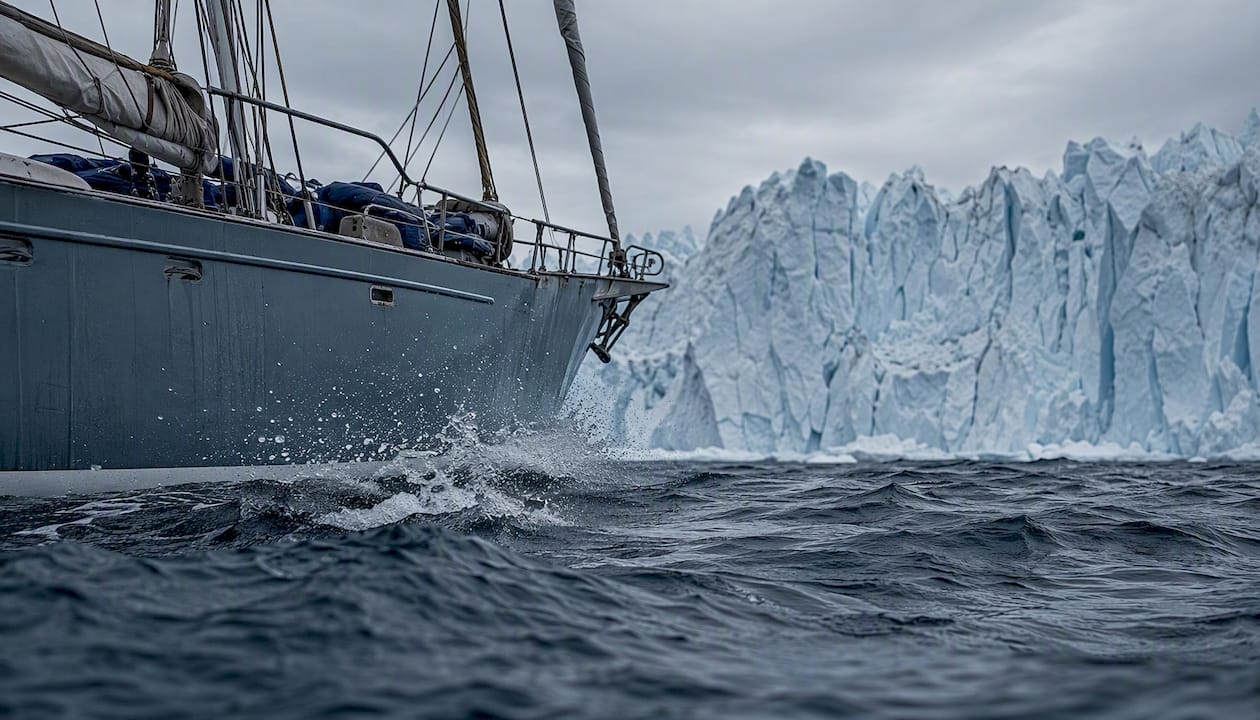 Steel sailing expedition vessel in Arctic waters