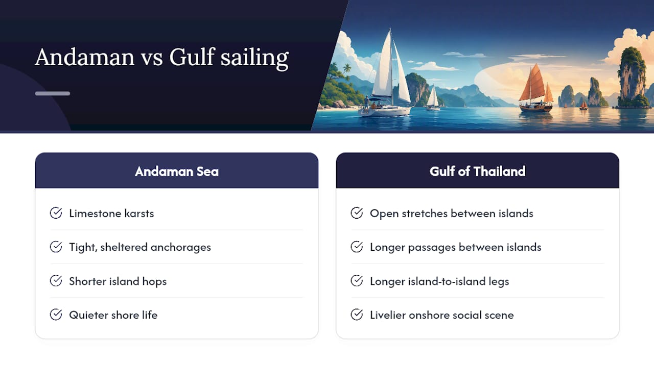 Andaman Sea and Gulf sailing comparison