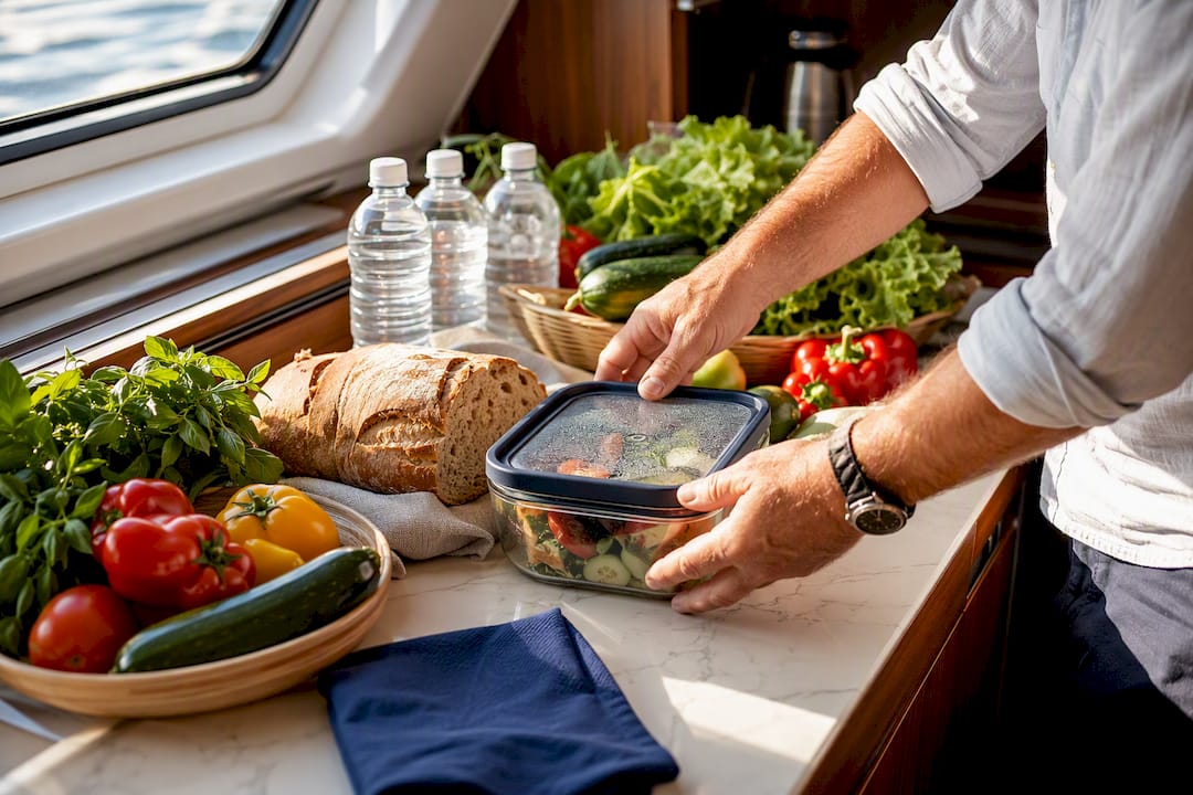 Shared charter provisions arranged in galley