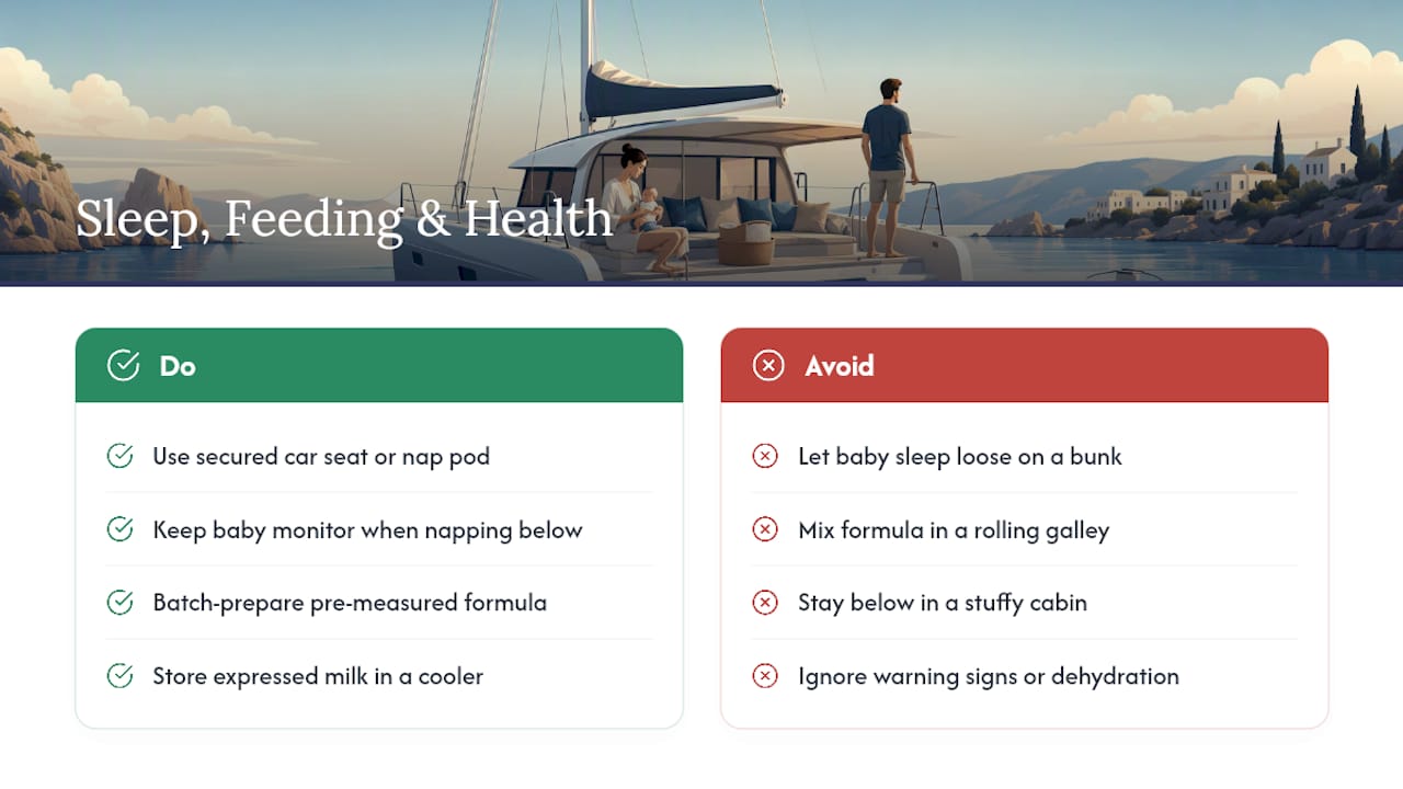 How Do You Manage Sleep, Feeding, and Health at Sea? — overview diagram