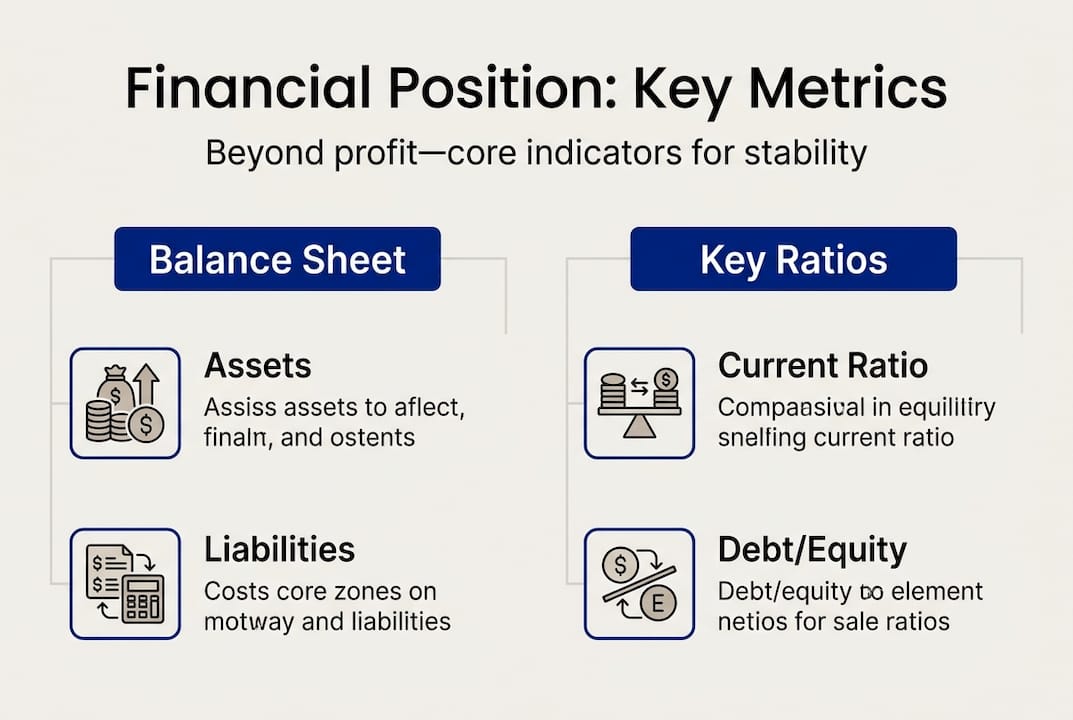 Infographic summarizing financial position key metrics