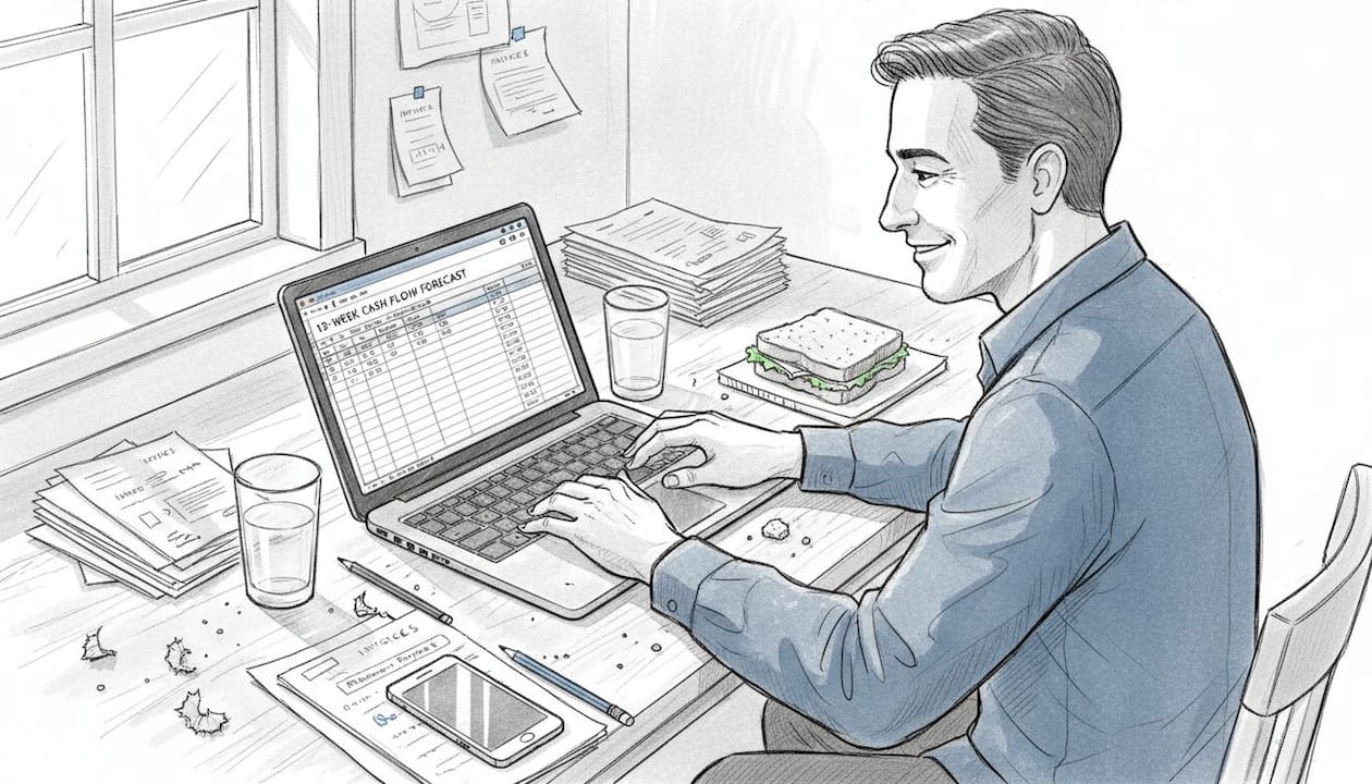 Bookkeeper updating 13-week cash forecast
