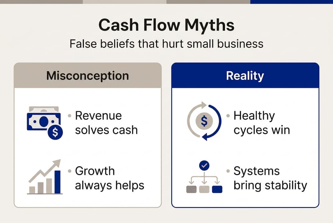 Infographic refuting cash flow misconceptions