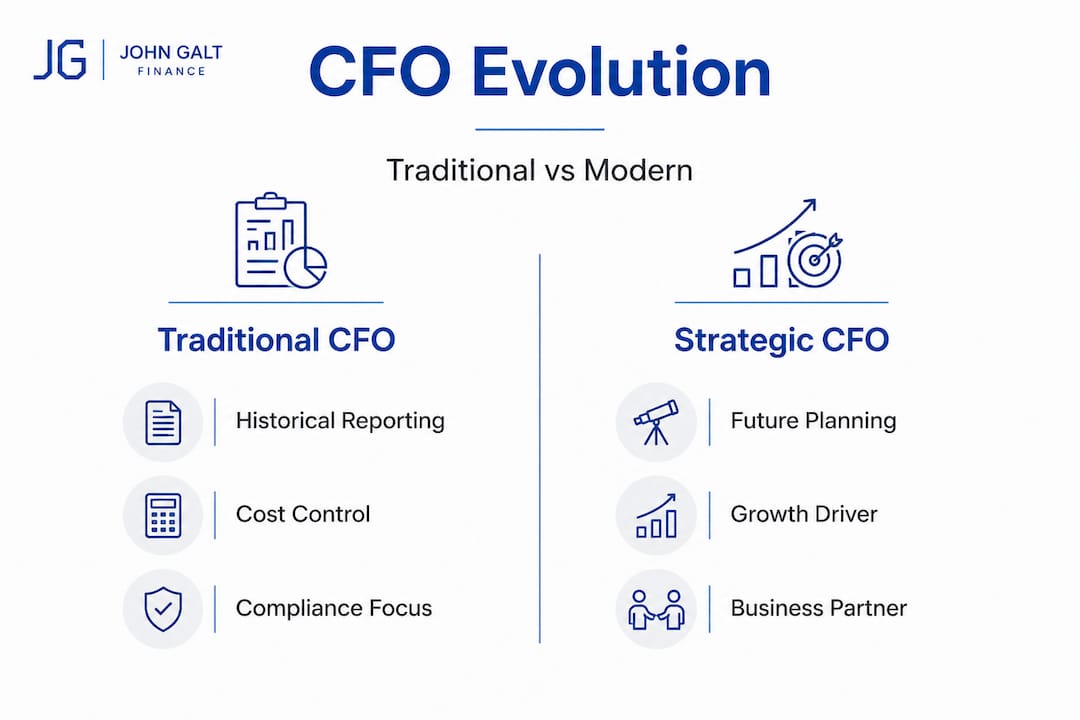 Infographic comparing traditional and modern CFO roles