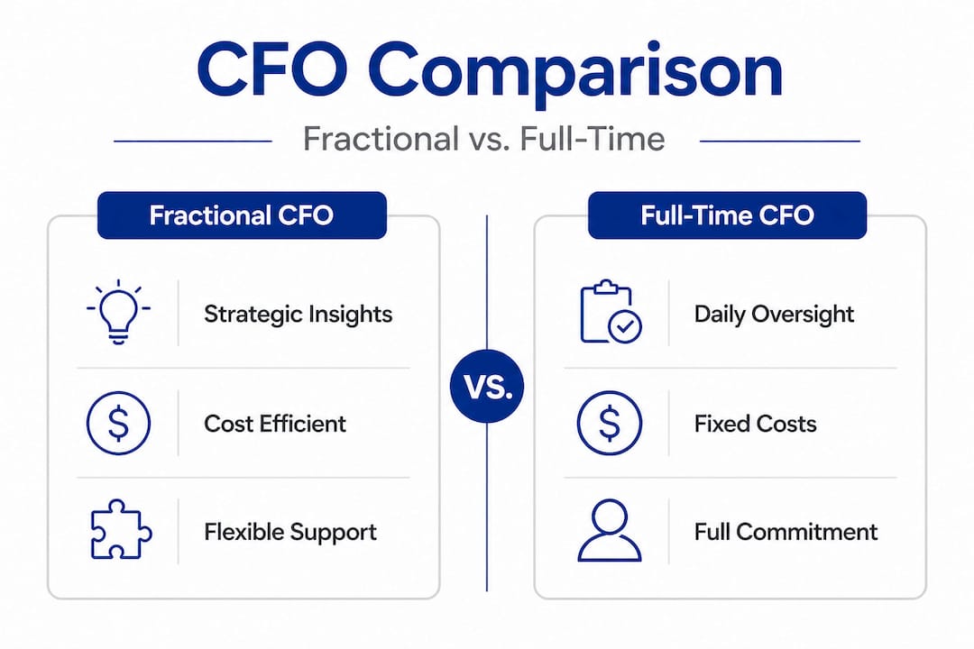 Infographic comparing fractional and full-time CFO roles