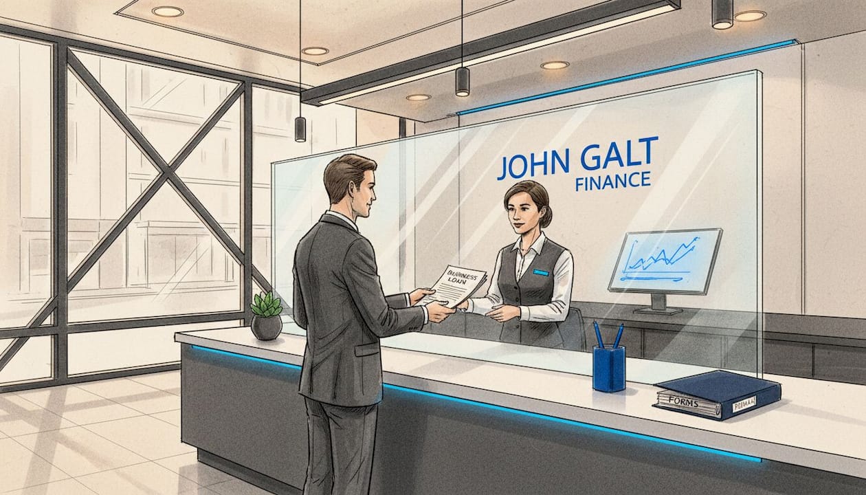 Entrepreneur opens business savings account at bank