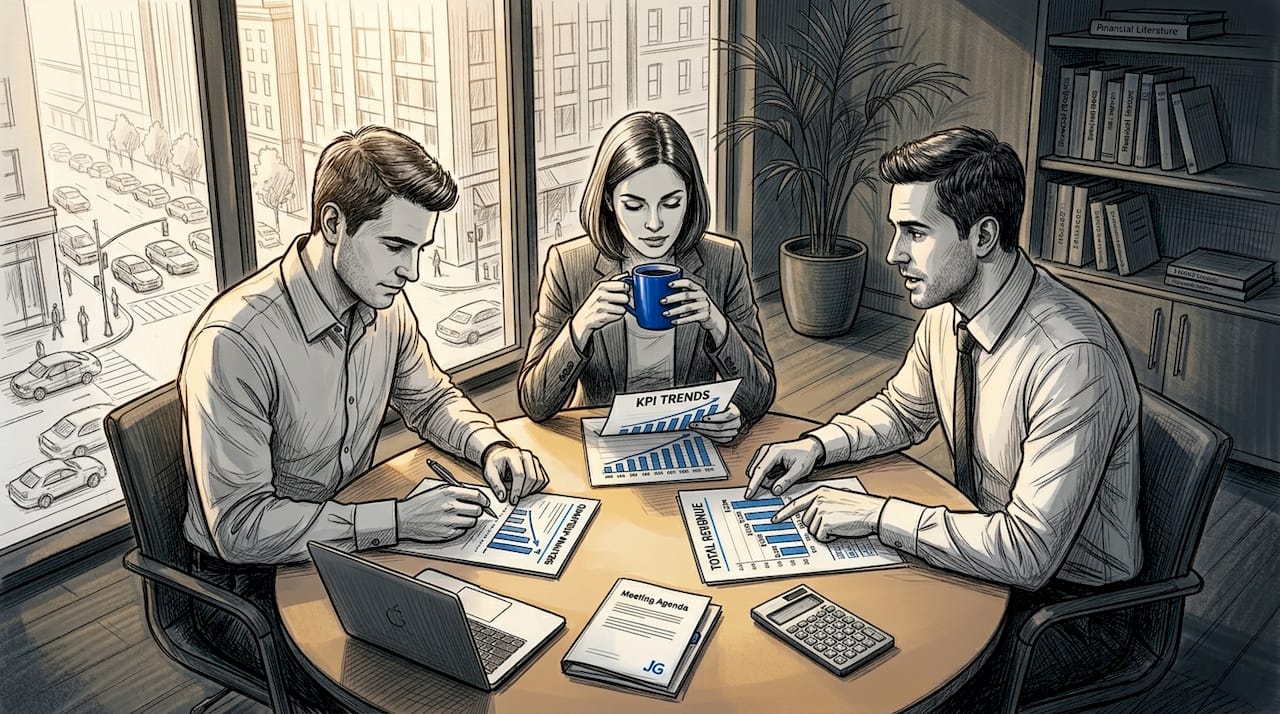 SME finance team reviewing monthly reports