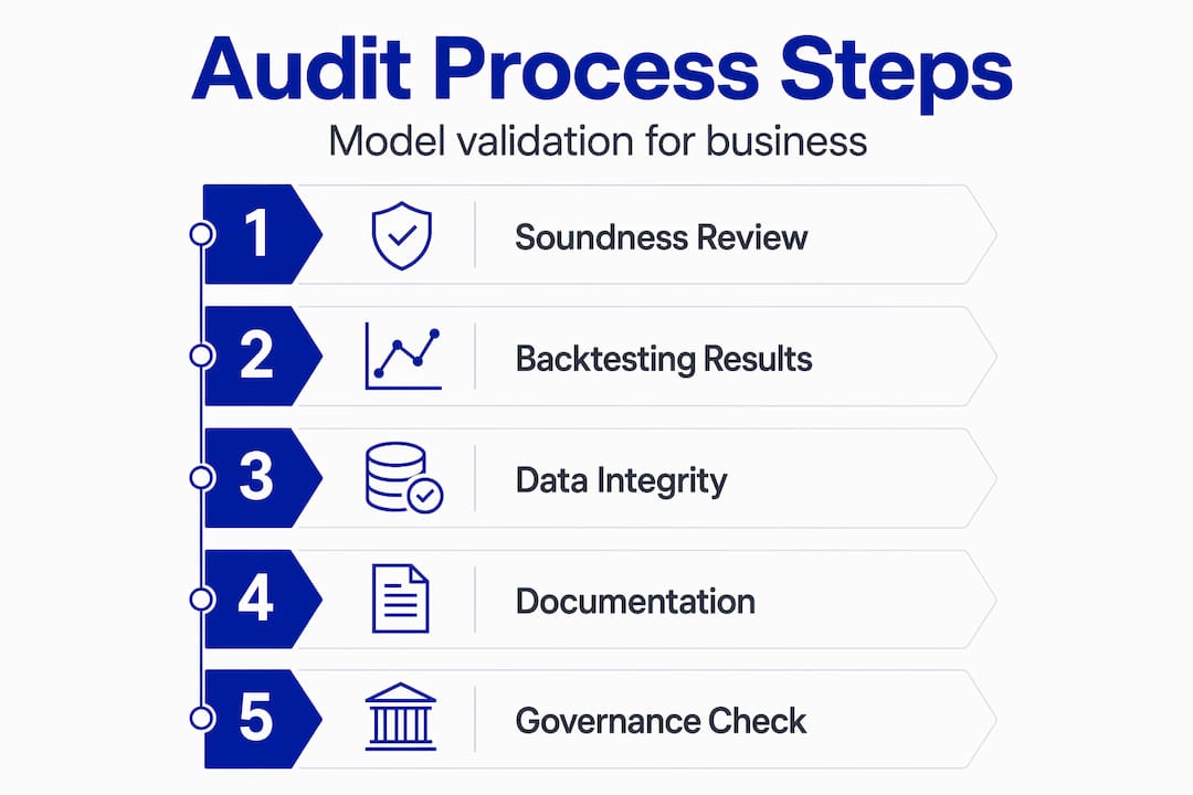 Infographic showing financial model audit steps