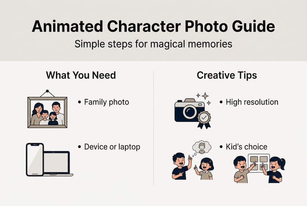 Infographic with steps to add animated characters