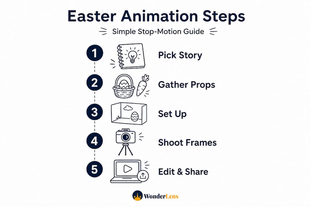 Infographic showing steps to make Easter animation