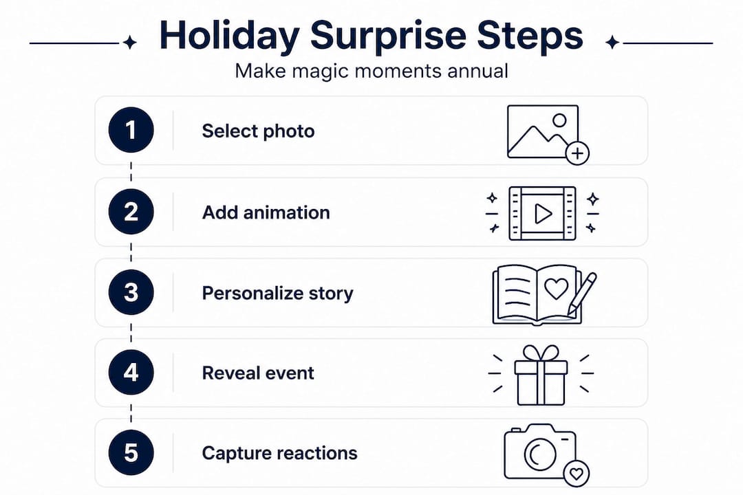 Infographic showing steps to create animated holiday surprise