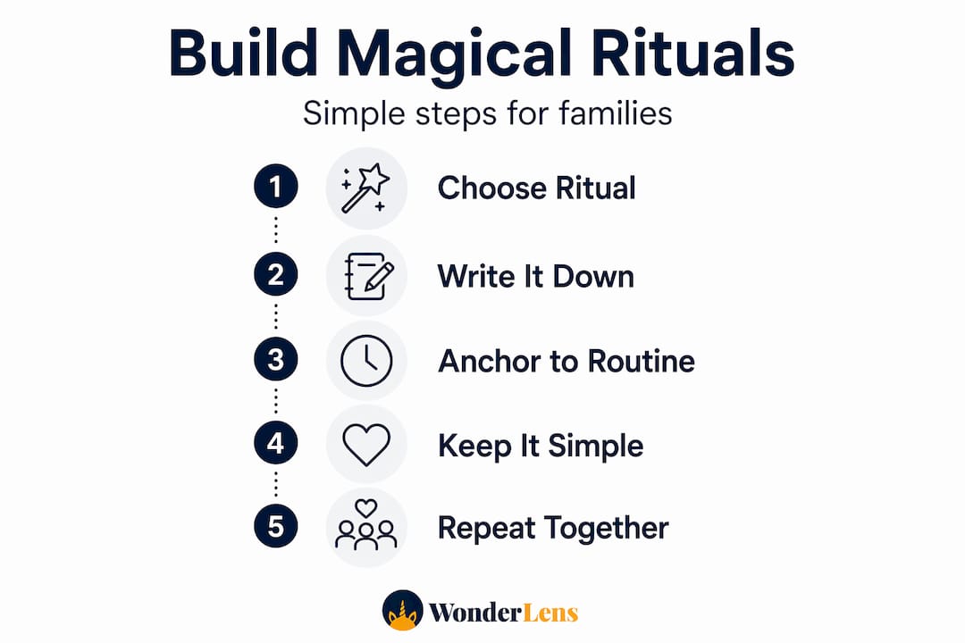Infographic with five steps for building family rituals
