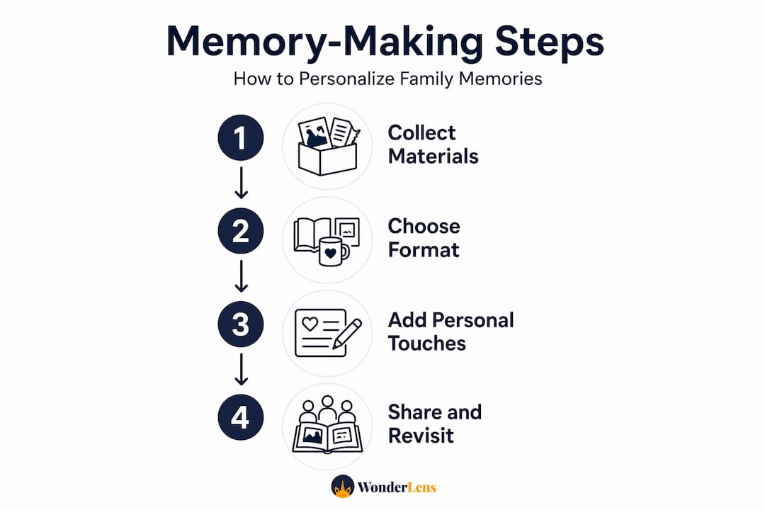 Infographic outlining step-by-step memory-making process