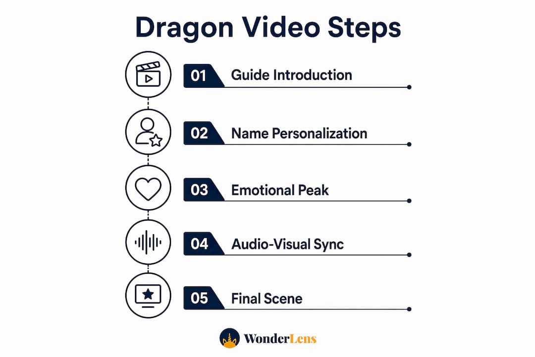 Infographic showing storytelling steps in dragon videos