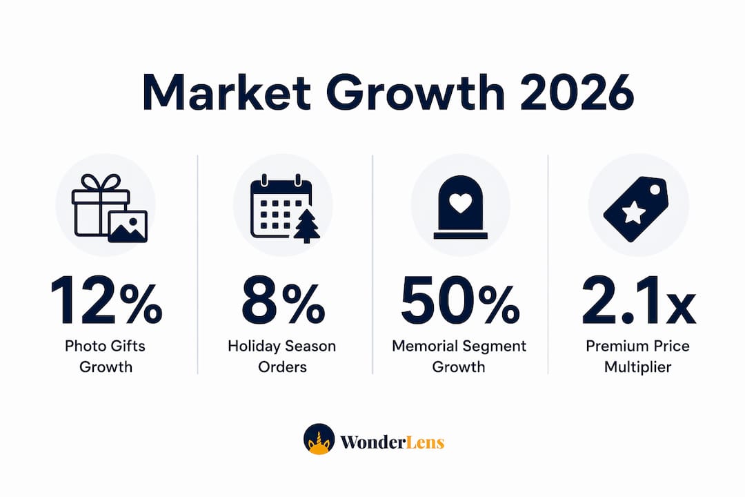 Infographic showing digital keepsake market key statistics