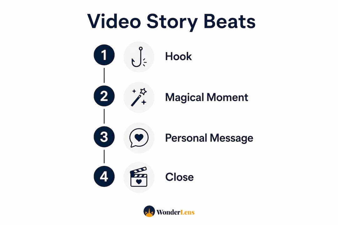 Infographic showing four key video storytelling beats