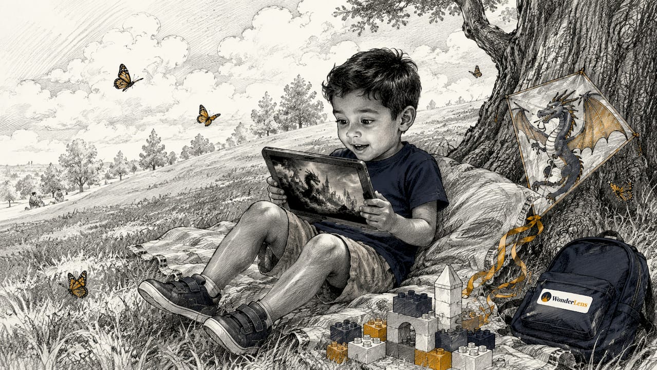 Child watching fantasy video at home